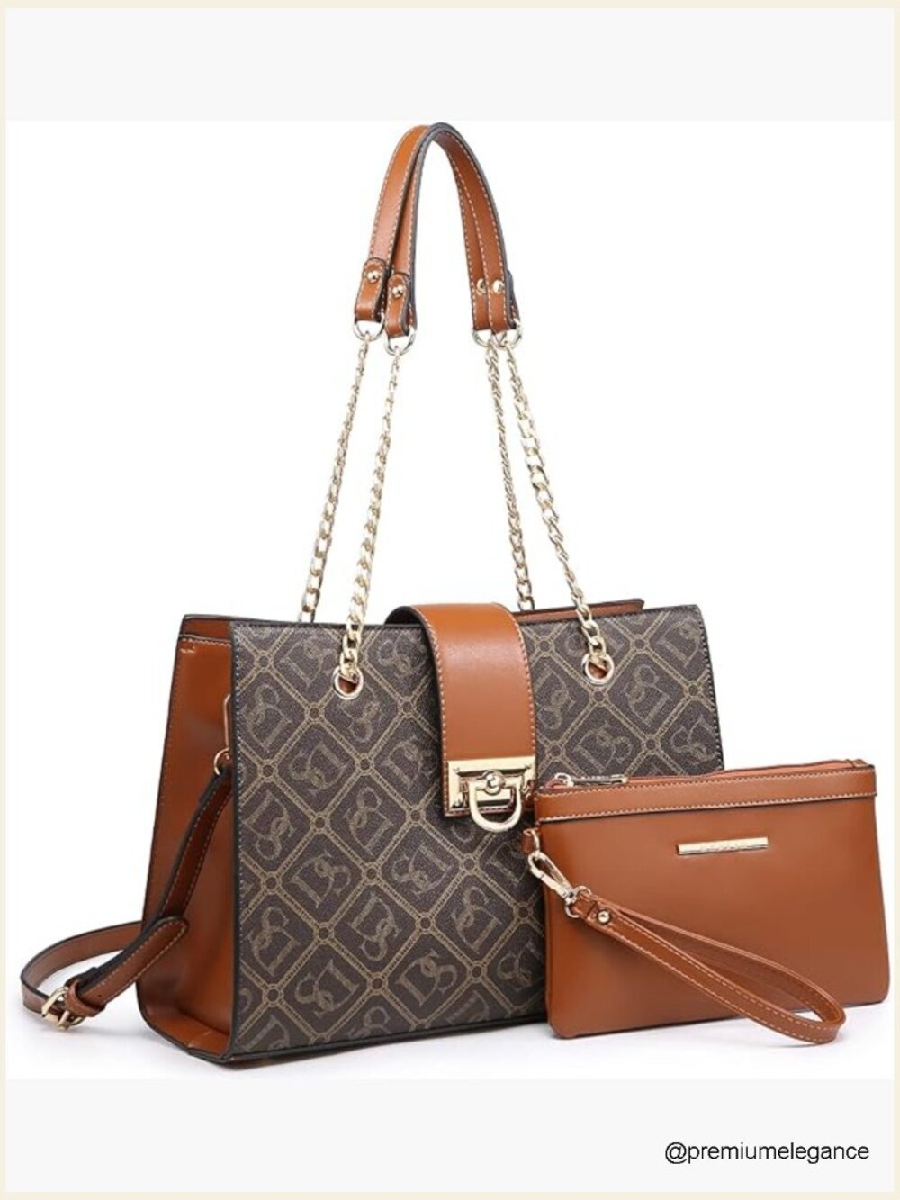 Vegan Leather Tote Satchel Hobo Bag with Clutch - High Capacity